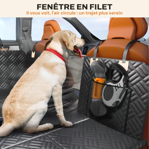 Housse PatMoov avec fenêtre en filet : le chien voit ses maîtres et l'air circule